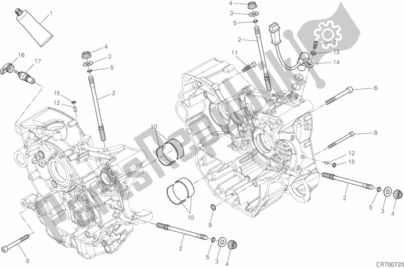 All parts for the 10a - Half-crankcases Pair of the Ducati Hypermotard Hyperstrada 939 2016
